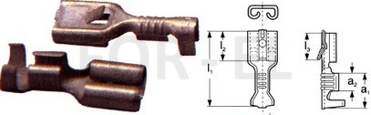 Uninsulated female disconnectors with latch